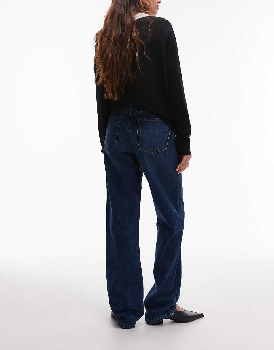 Topshop straight Kort jeans in rich blue