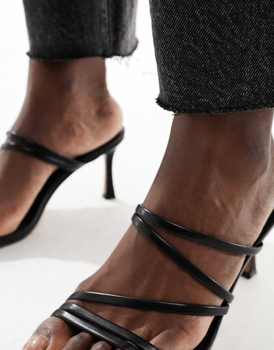 ASOS DESIGN Hayes strappy mid sandal heeled mules in black