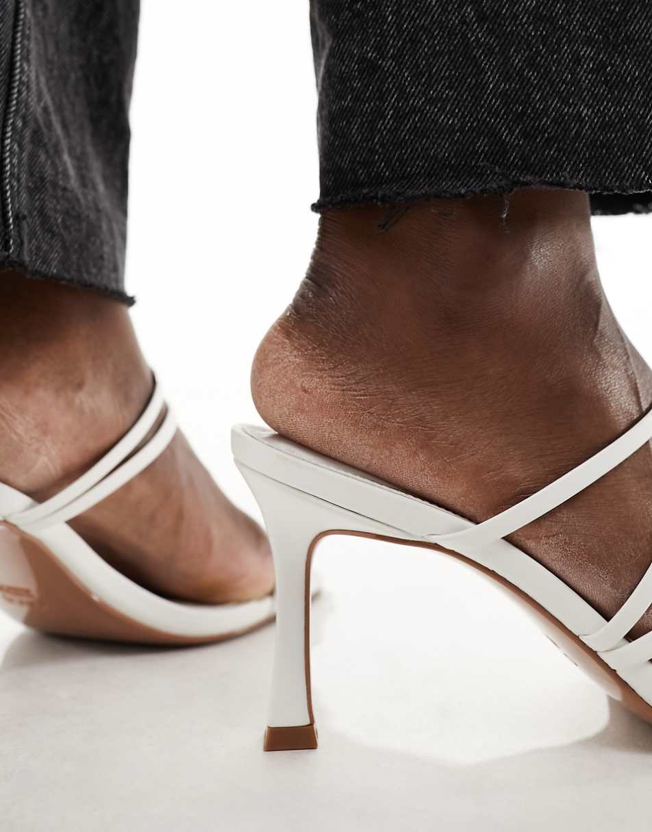 ASOS DESIGN Hayes strappy mid sandal heeled mules in white