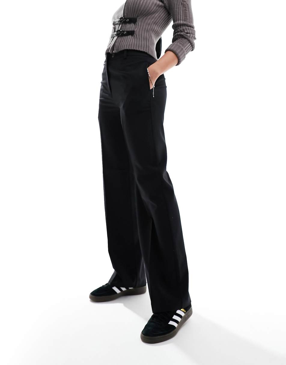 ASOS DESIGN tailored straight leg pants in black