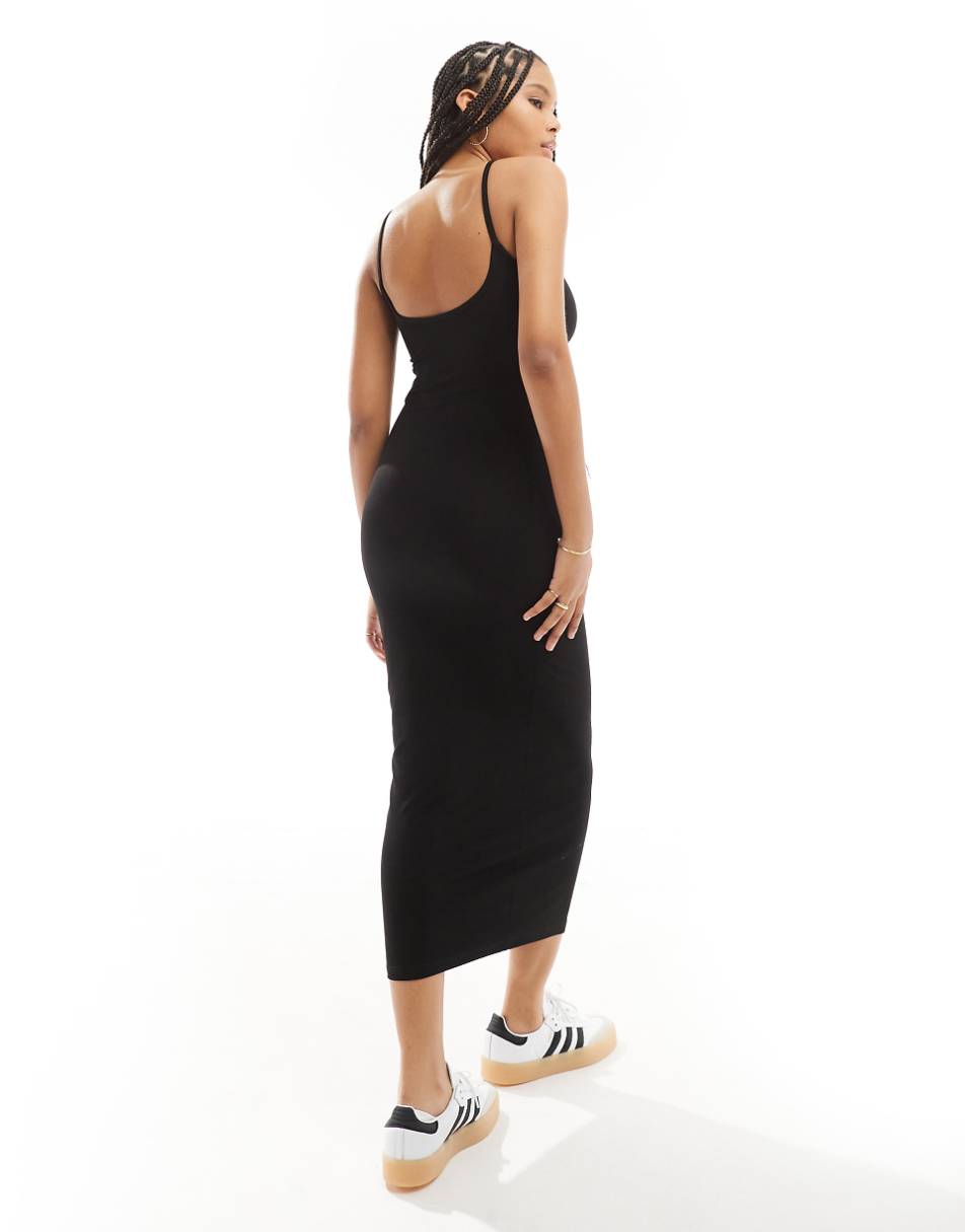 Miss Selfridge square neck cami maxi dress in black