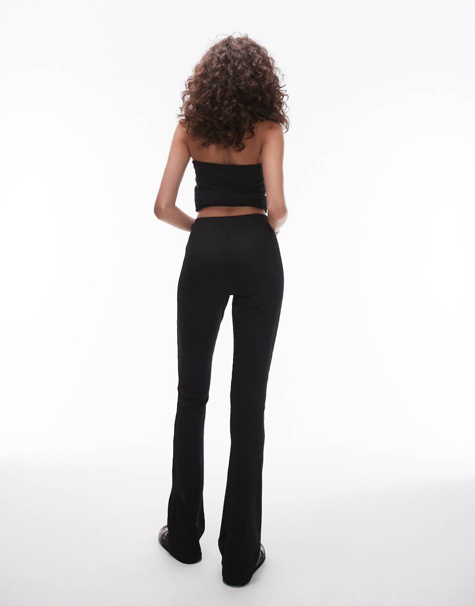 Topshop Tall skinny ribbed flares in black