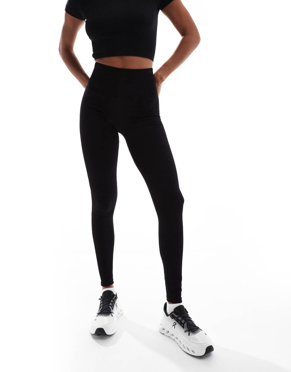 ASOS 4505 Icon seamless ribbed gym leggings in black