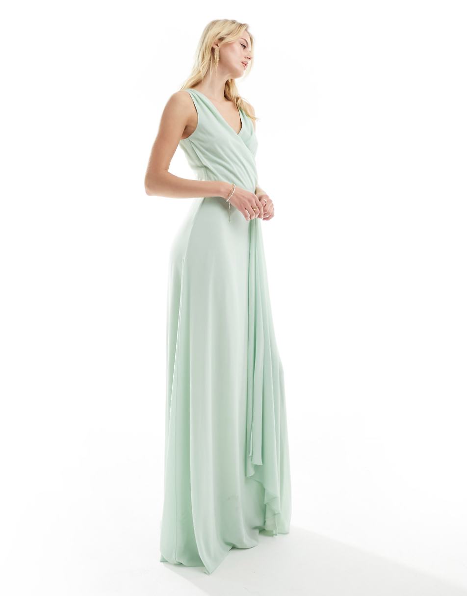 TFNC Tall Bridesmaids bardot fitted maxi dress in fresh mint