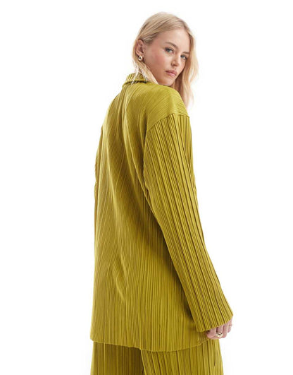 ONLY Tall exclusive plisse shirt in green - part of a set
