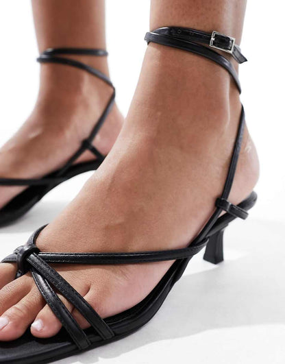 ASOS DESIGN Holiday kitten heeled sandals in black