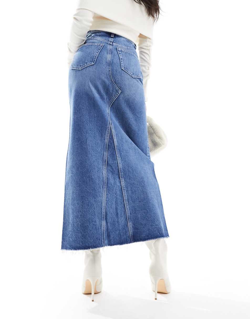 & Other Stories denim midaxi skirt with split in mid blue ASOS exclusive