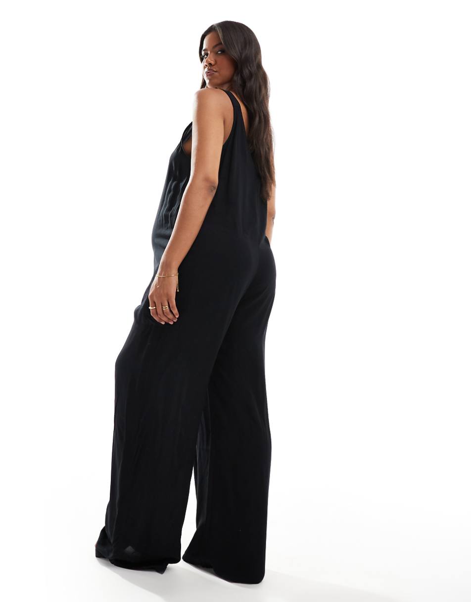 ASOS DESIGN Maternity beach jumpsuit with pocket detail in black