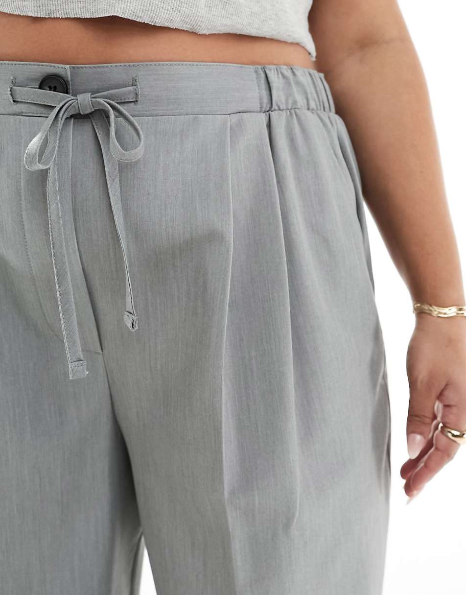 ASOS DESIGN Curve tailored pull on pants in gray