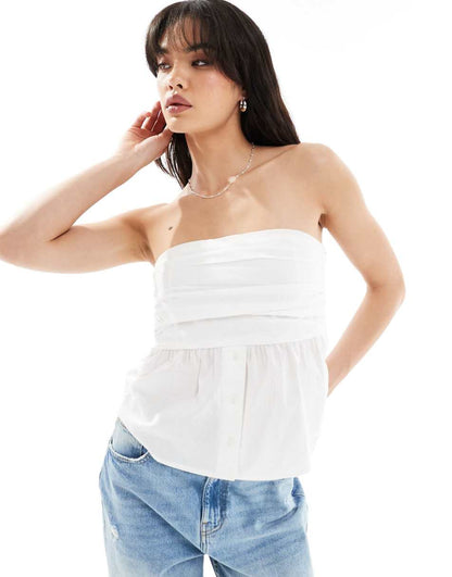 Only bandeau shirt top in white