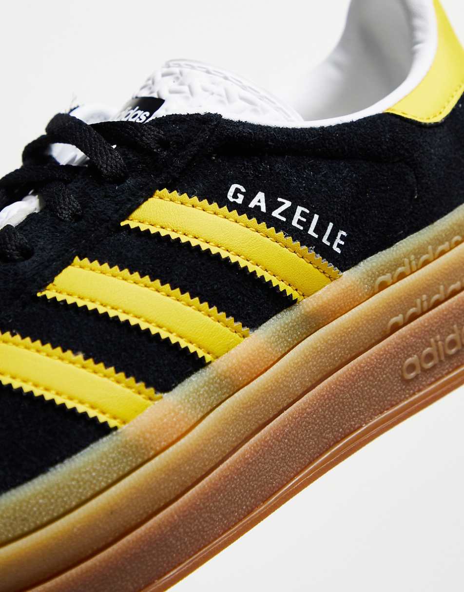 adidas Originals Gazelle Bold sneakers with gum sole in black and yellow