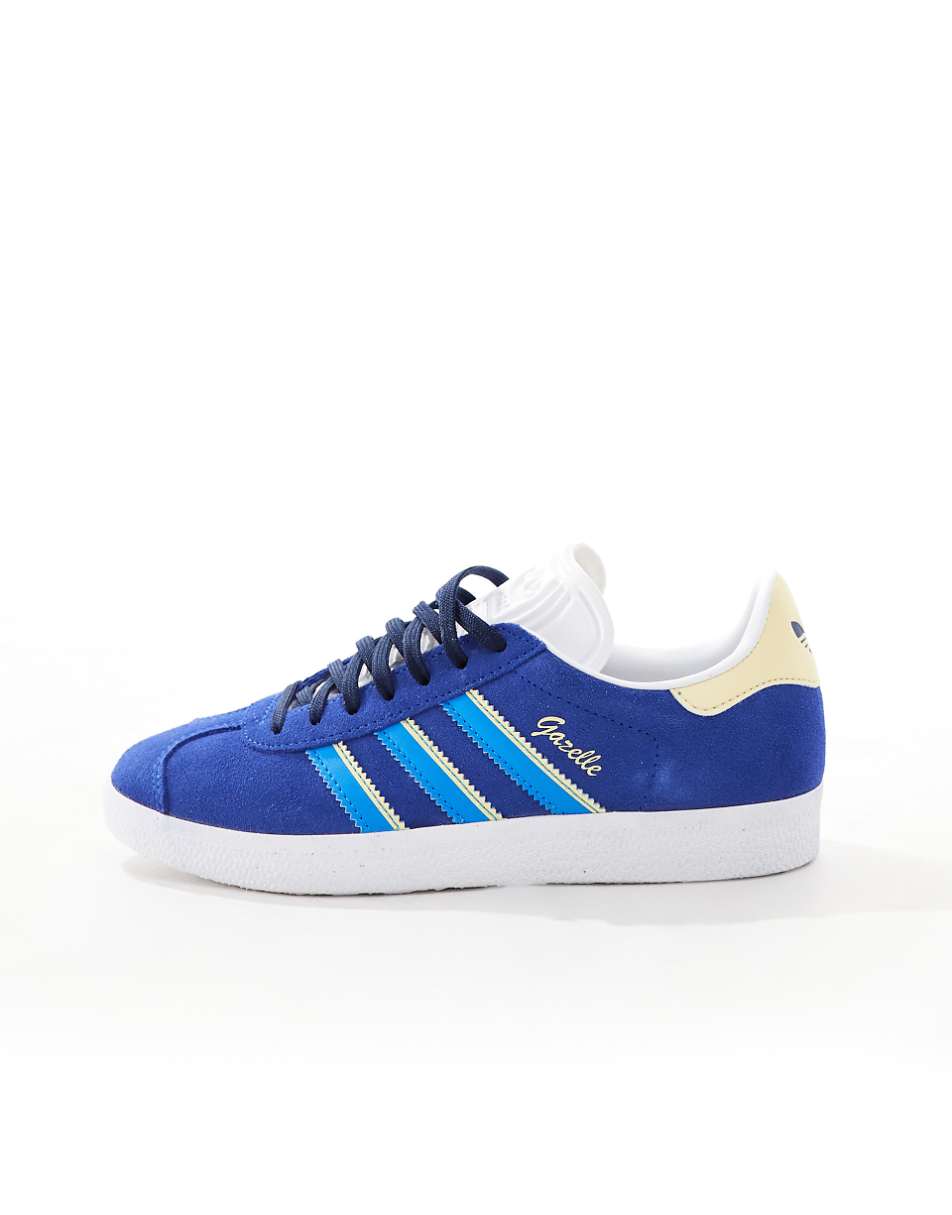 adidas Originals Gazelle sneakers in blue and yellow