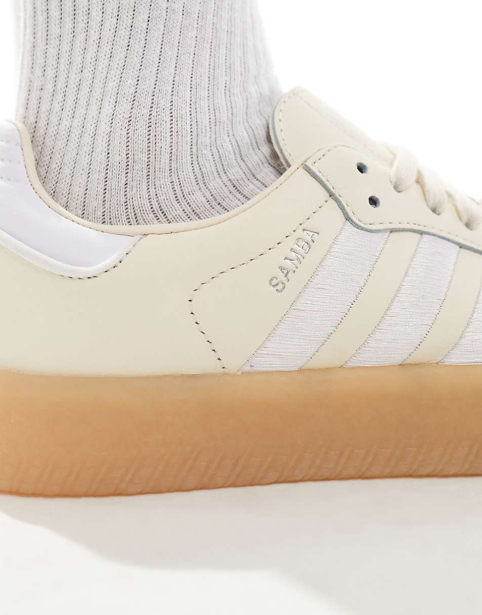 adidas Originals Sambae sneakers in beige and white with rubber sole