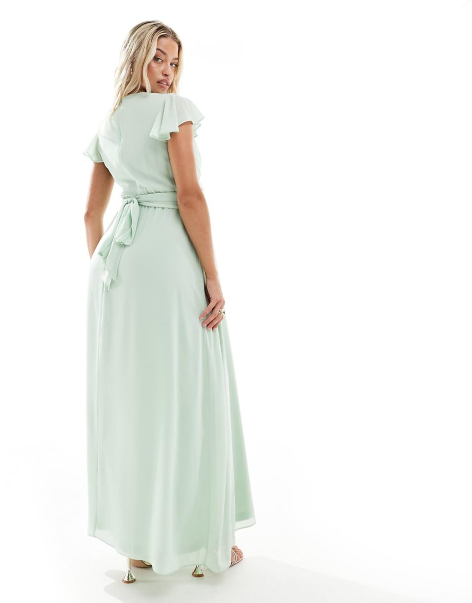 TFNC Maternity Bridesmaid wrap front maxi dress in fresh mint