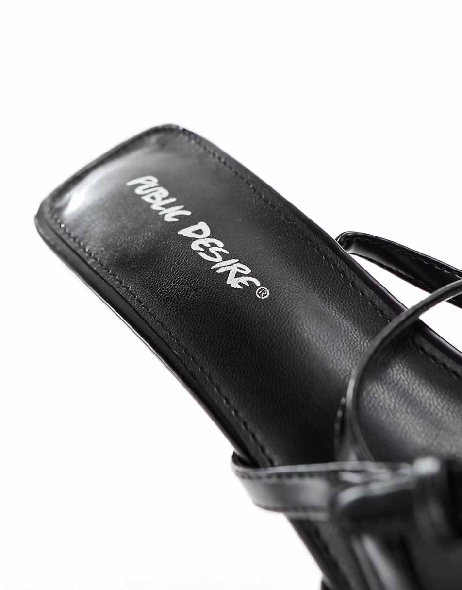 Public Desire smoosh front strap heeled shoes in black
