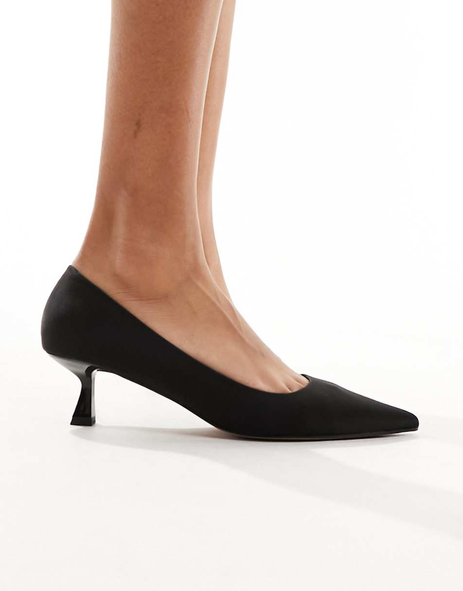 ASOS DESIGN Street kitten heeled shoes in black