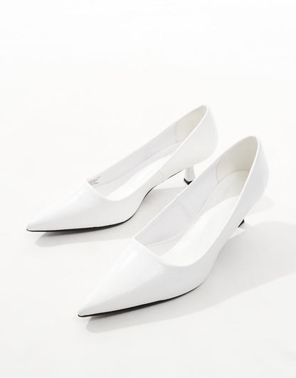 ASOS DESIGN Street kitten heeled shoes in white
