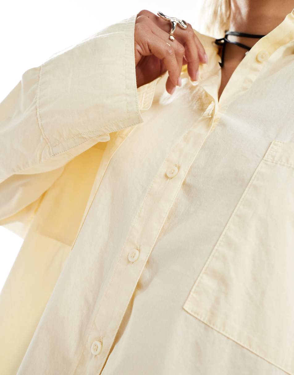 COLLUSION poplin oversized shirt in lemon
