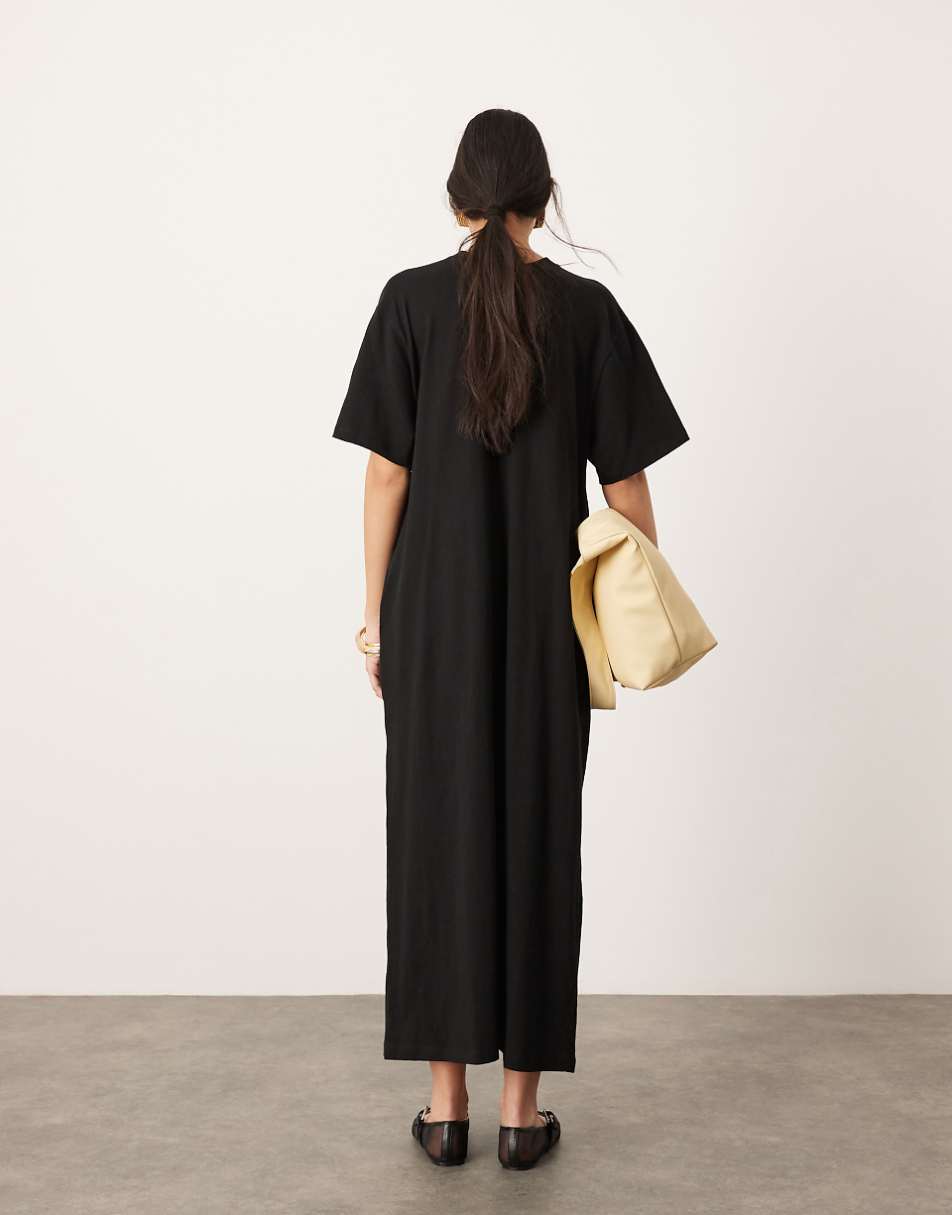 ASOS EDITION premium t-shirt maxi dress with pockets in black