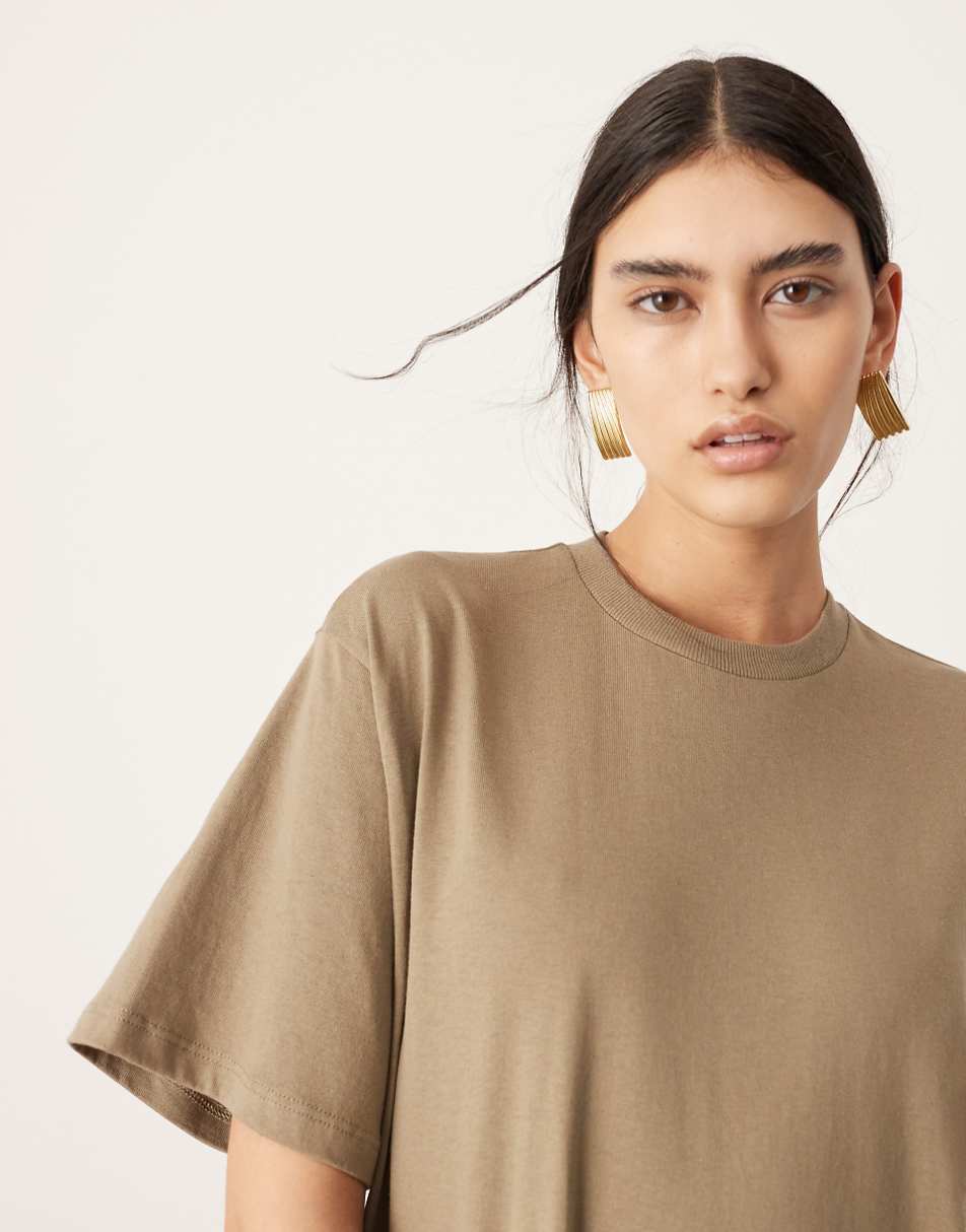 ASOS EDITION premium t-shirt maxi dress with pockets in khaki