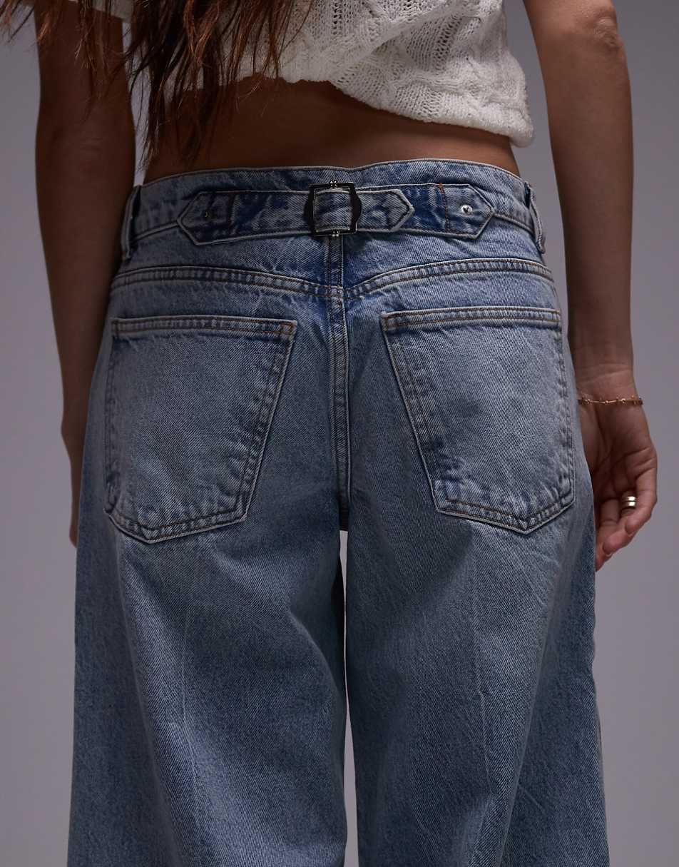 Topshop low rise cinch back jeans in bleach