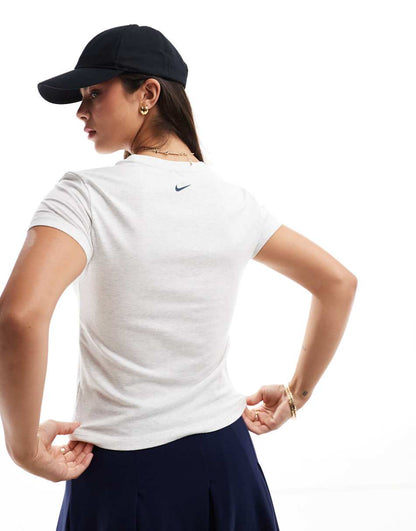 Nike Essential Athletics Club graphic cropped T-shirt in off-white