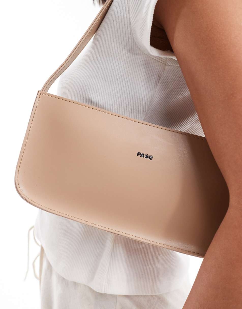 PASQ clean baguette shoulder bag in cream