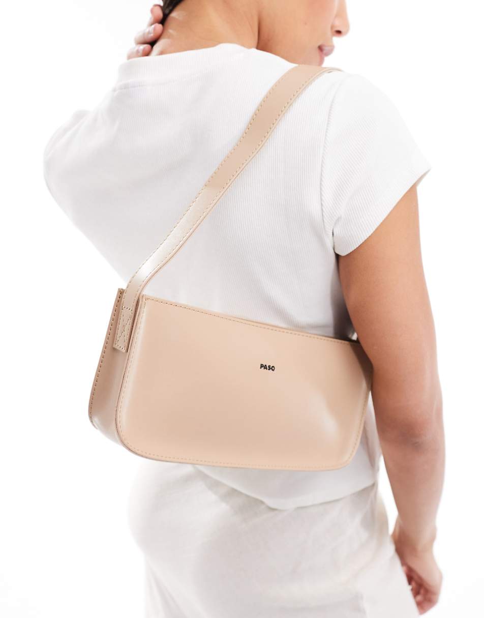 PASQ clean baguette shoulder bag in cream