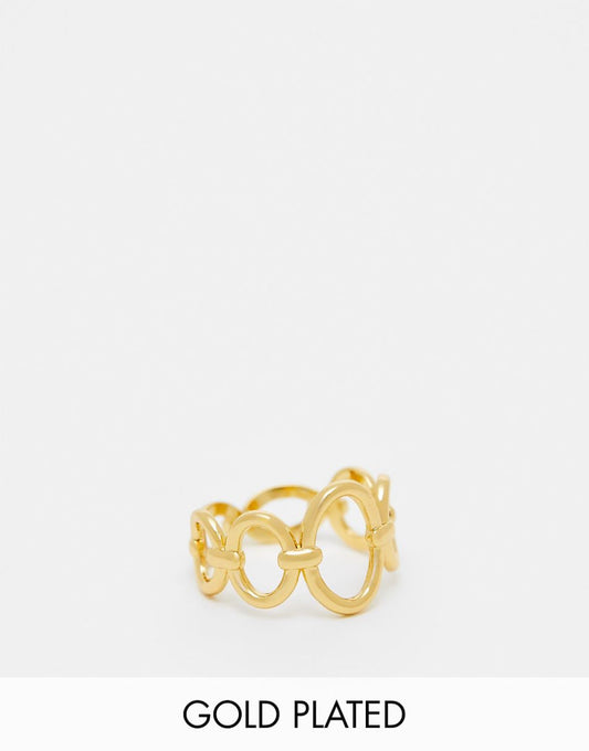 ASOS DESIGN 14k gold plated ring with graduated circle design in gold tone