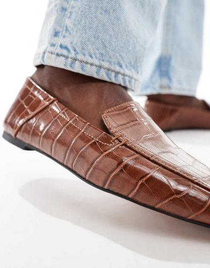 ASOS DESIGN Modern slim loafers in brown