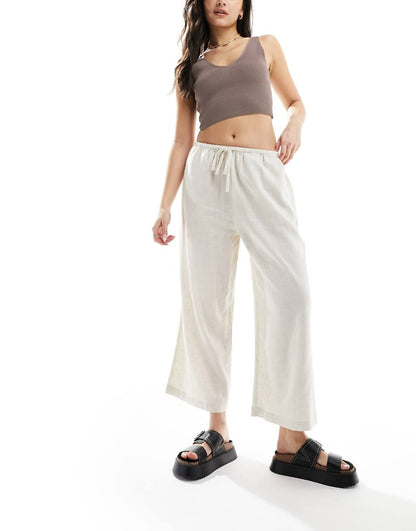 ASOS DESIGN pull on culottes with linen in natural