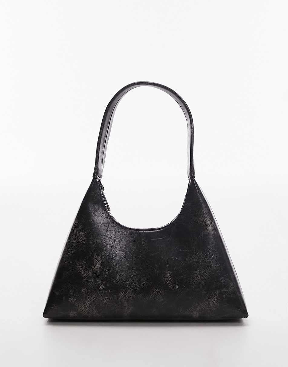 Topshop Shia Y2K shoulder bag in distressed black