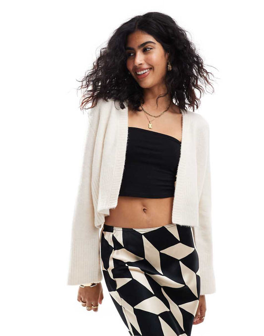 ASOS DESIGN edge to edge cardigan in cream