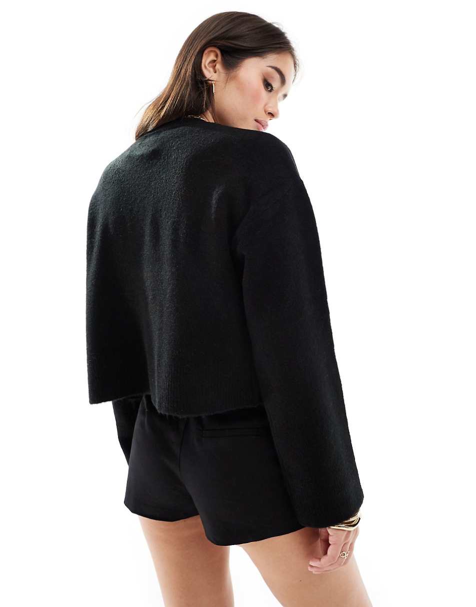 ASOS DESIGN crew neck cardigan in black