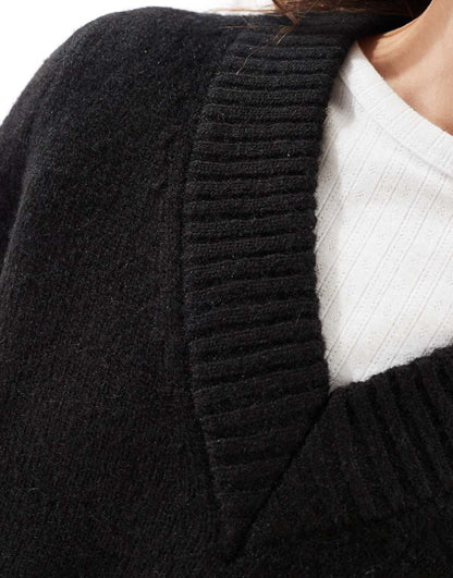 ASOS DESIGN super cropped v neck sweater in black