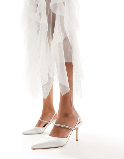 Be Mine Bridal Elisa embellished strap heeled shoes in ivory