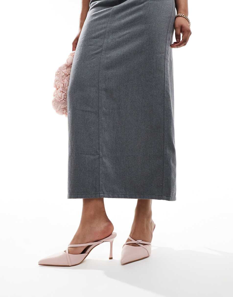 Public Desire Cassanova pointed strappy heeled mules with buckles in pink