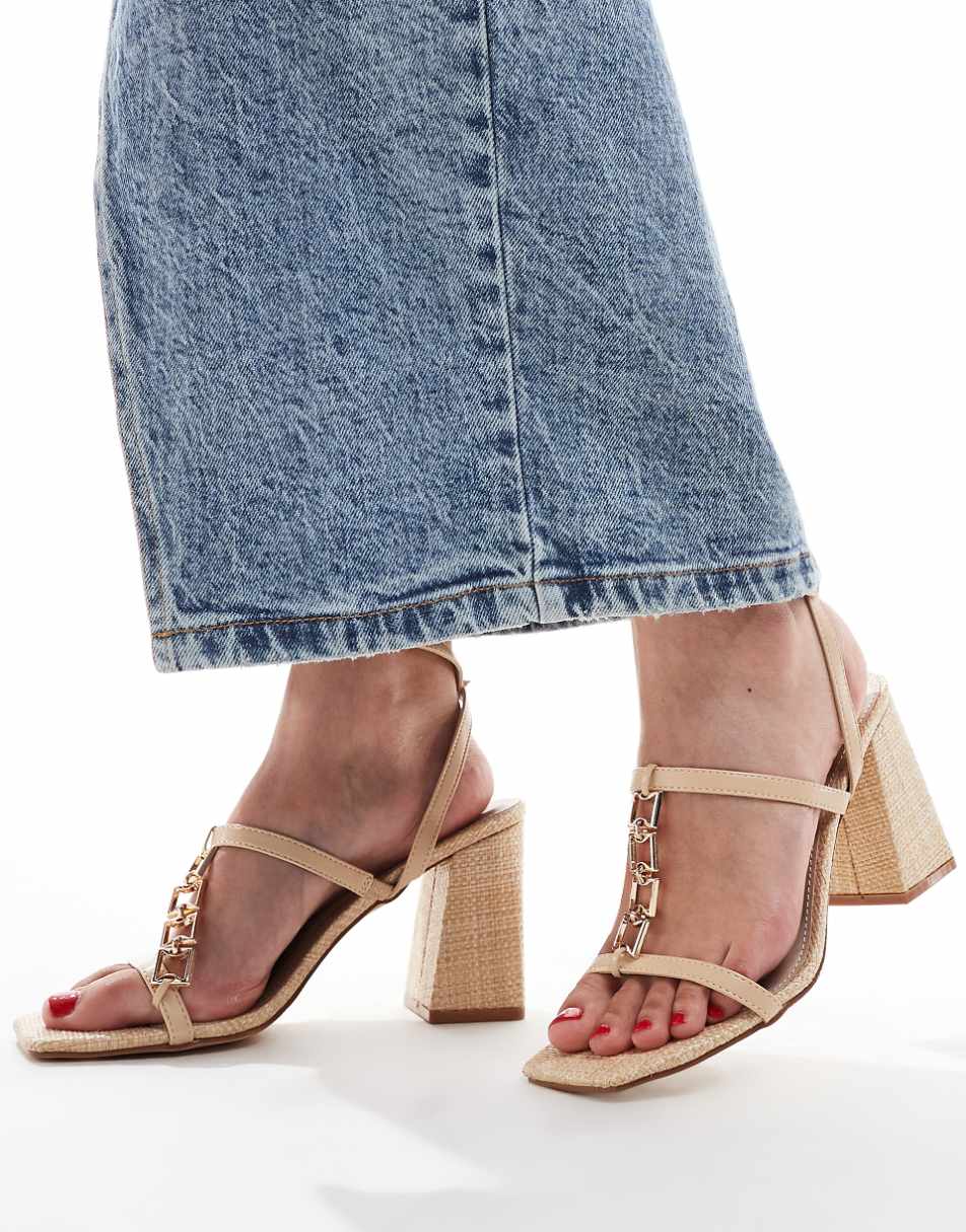 RAID Blink block heeled sandals in natural raffia