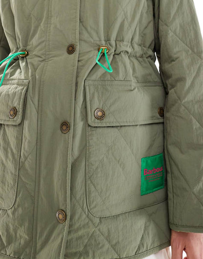 Barbour x ASOS Kaz quilted jacket in dusty olive