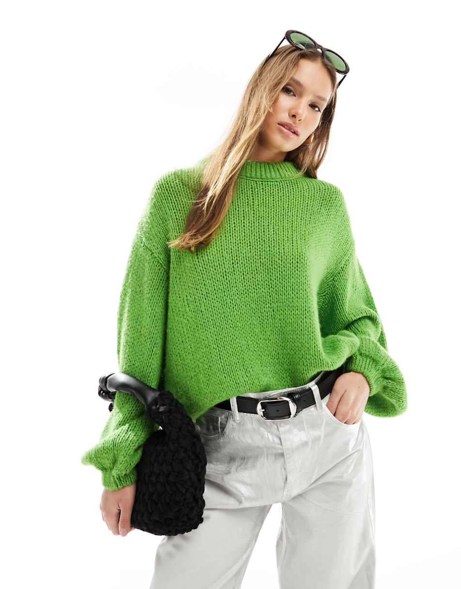 ASOS DESIGN loose knit sweater in green