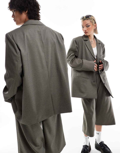 COLLUSION Unisex oversized blazer in plaid - part of a set