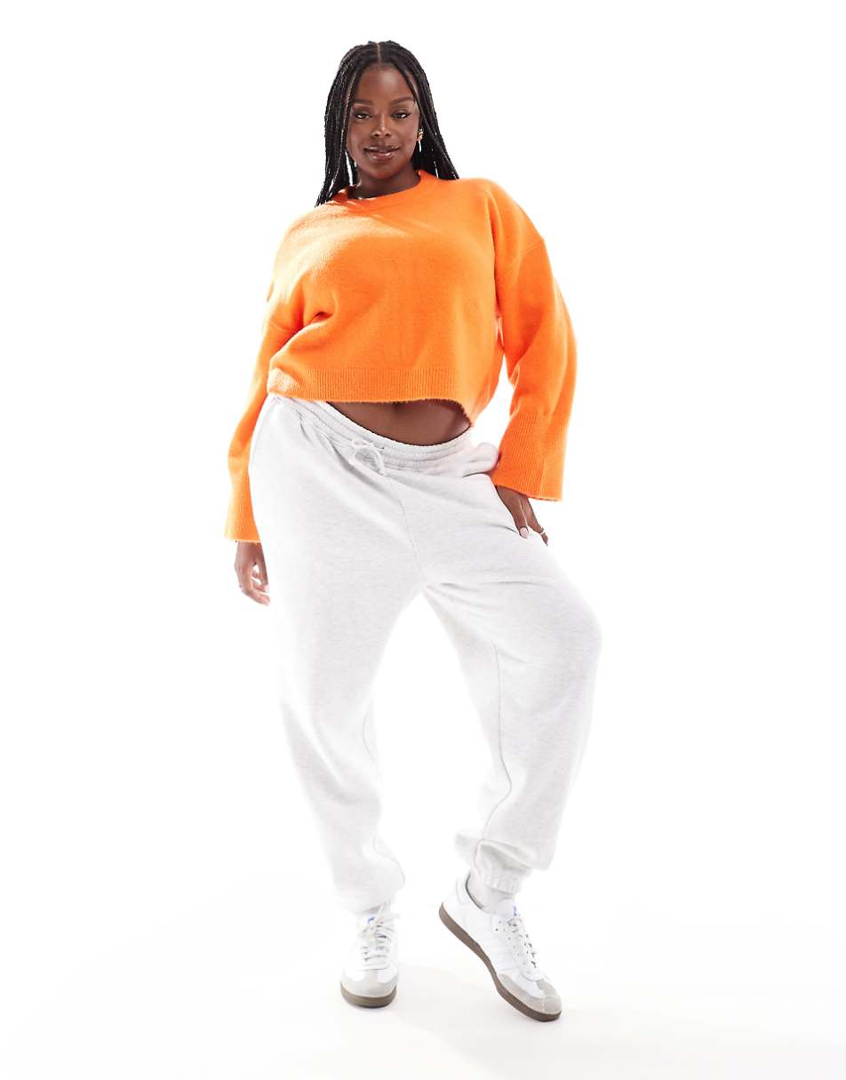 ASOS DESIGN Curve crew neck boxy sweater with wide cuffs in orange