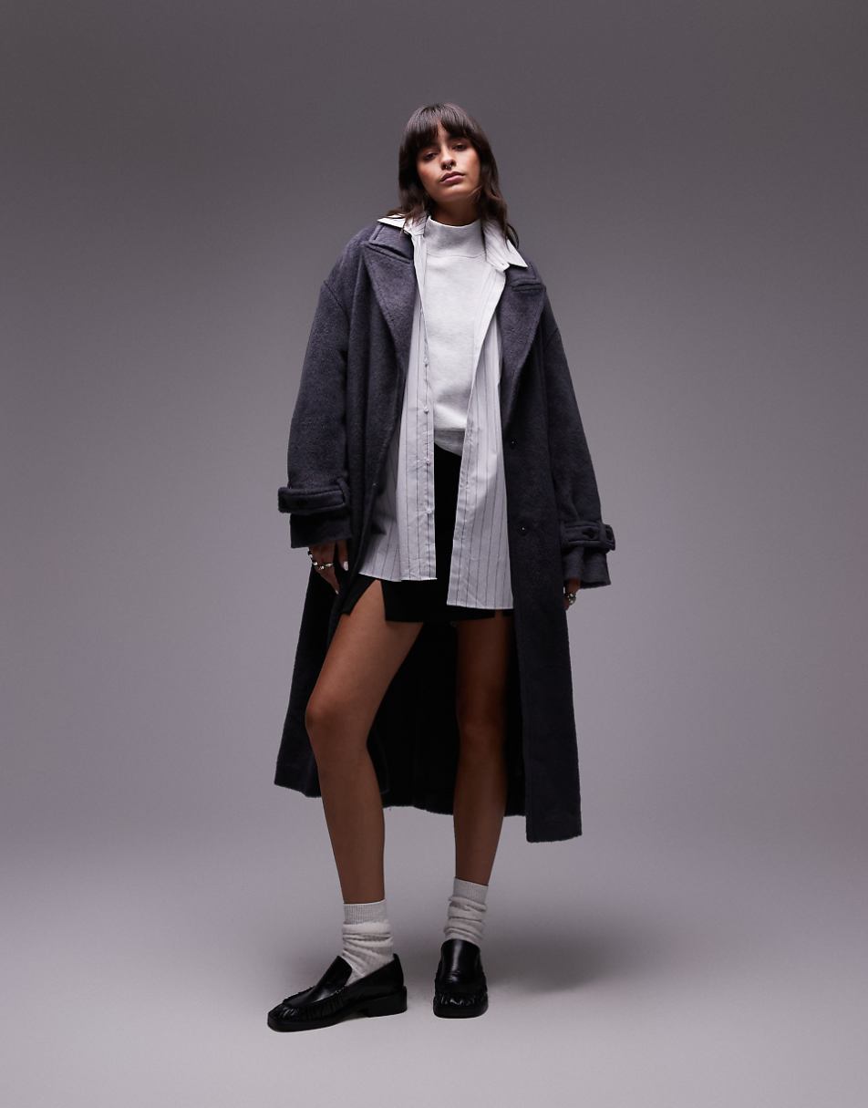 Topshop chuck on coat in dark gray