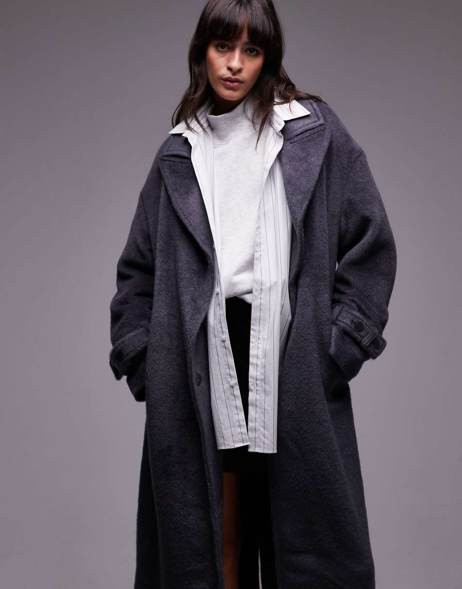 Topshop chuck on coat in dark gray