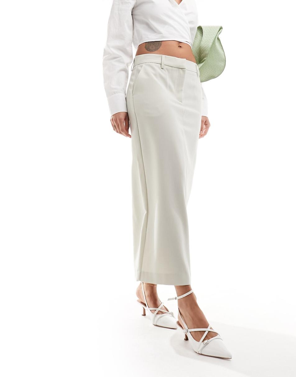 Vero Moda maxi skirt with slit back in stone