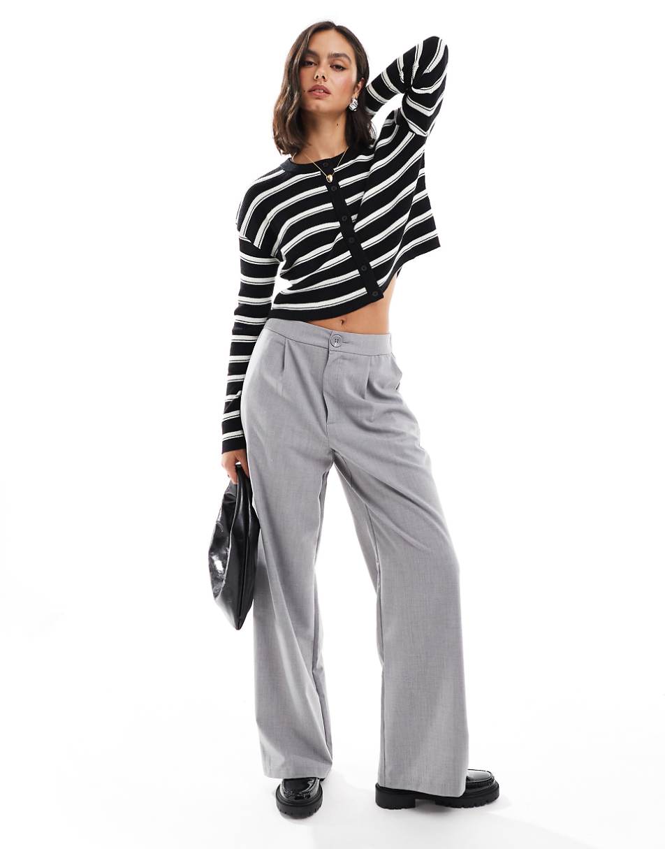 ASOS DESIGN slim fit cardigan with crew neck in stripe