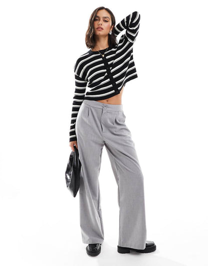 ASOS DESIGN slim fit cardigan with crew neck in stripe
