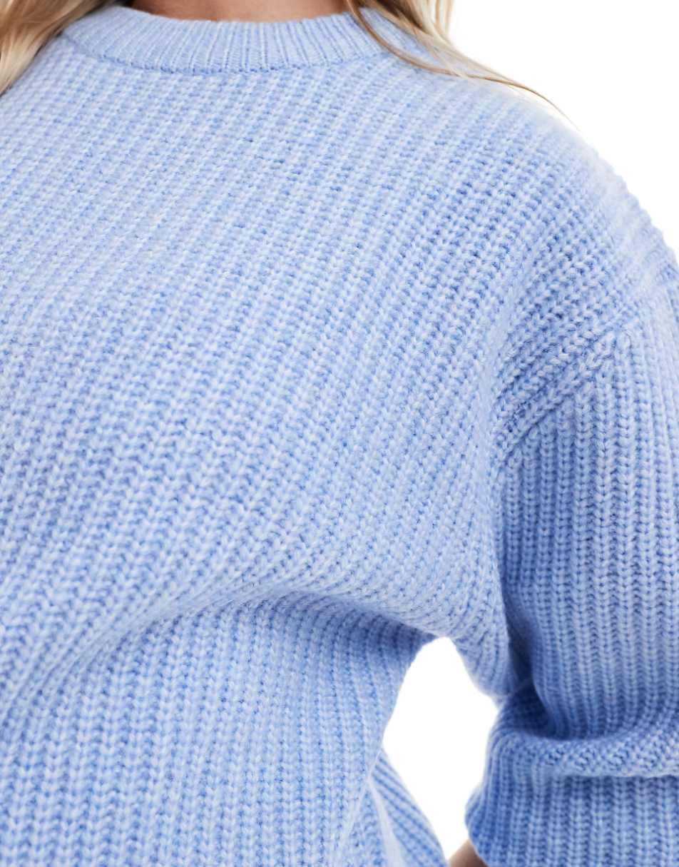 ASOS DESIGN Maternity chunky crew neck rib sweater in baby blue