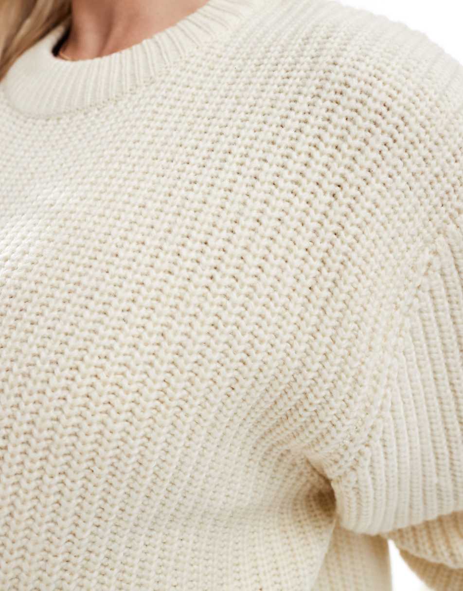 ASOS DESIGN Maternity chunky crew neck rib sweater in cream