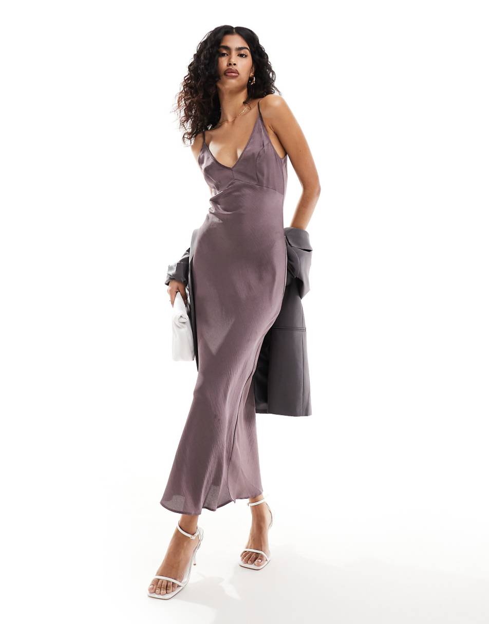 ASOS DESIGN high apex slip maxi dress in mauve